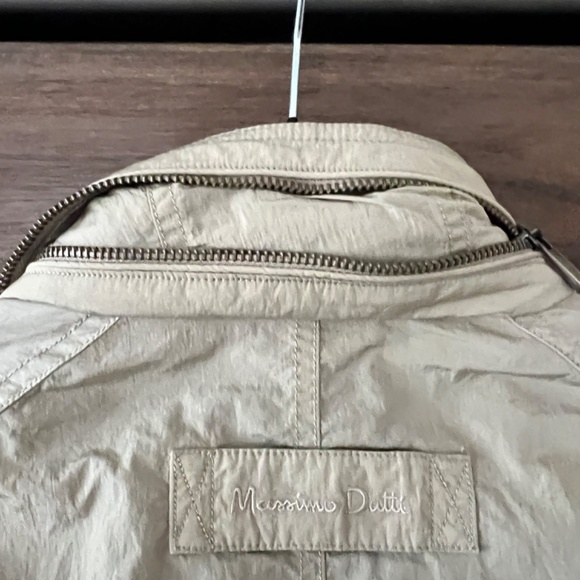Massimo Dutti Mens Nylon Hooded Utility Jacket Khaki Size Medium - Picture 9 of 9